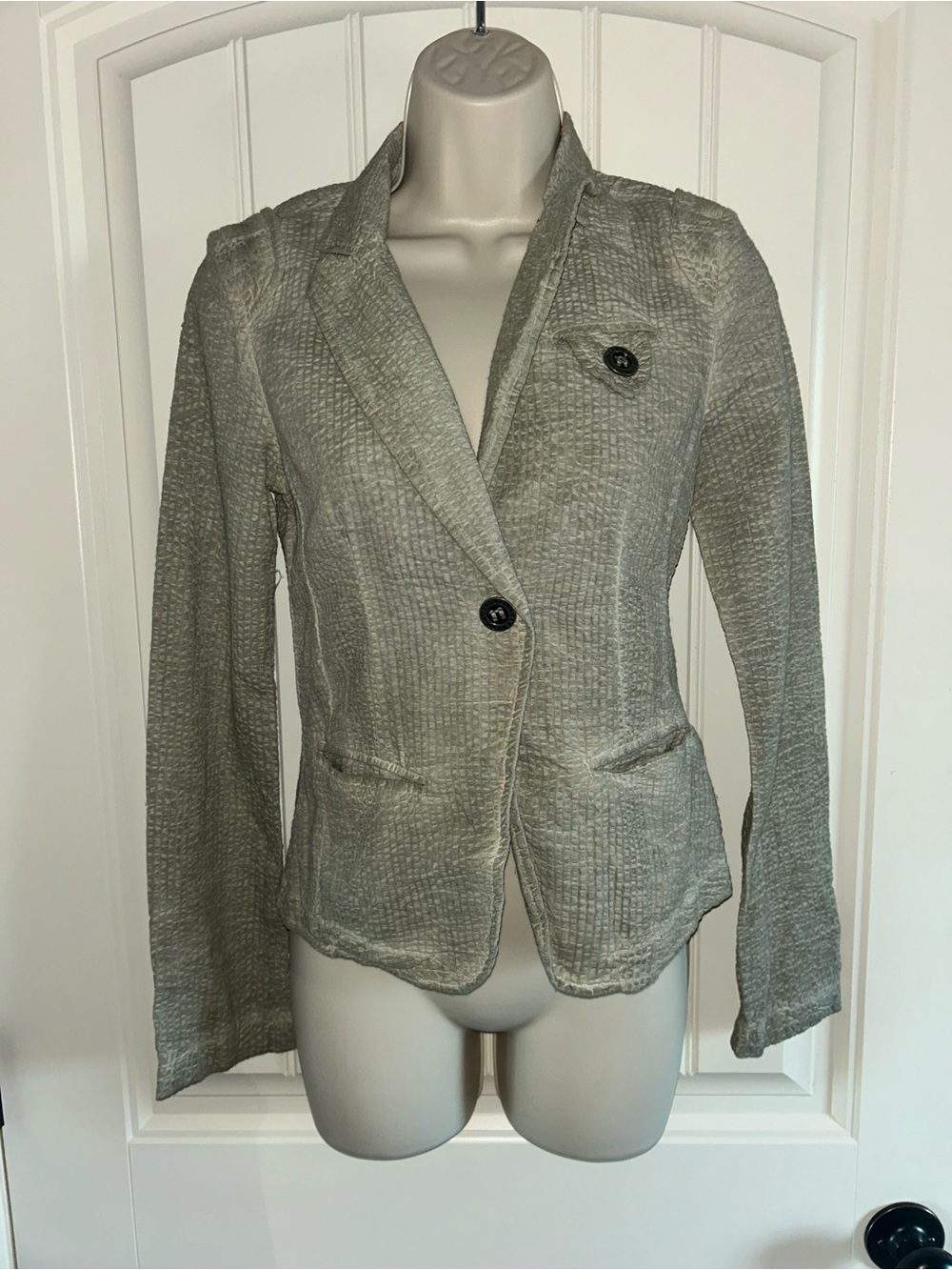 NEW Hard Tail gray textured women's blazer with notch lapel Sz XS